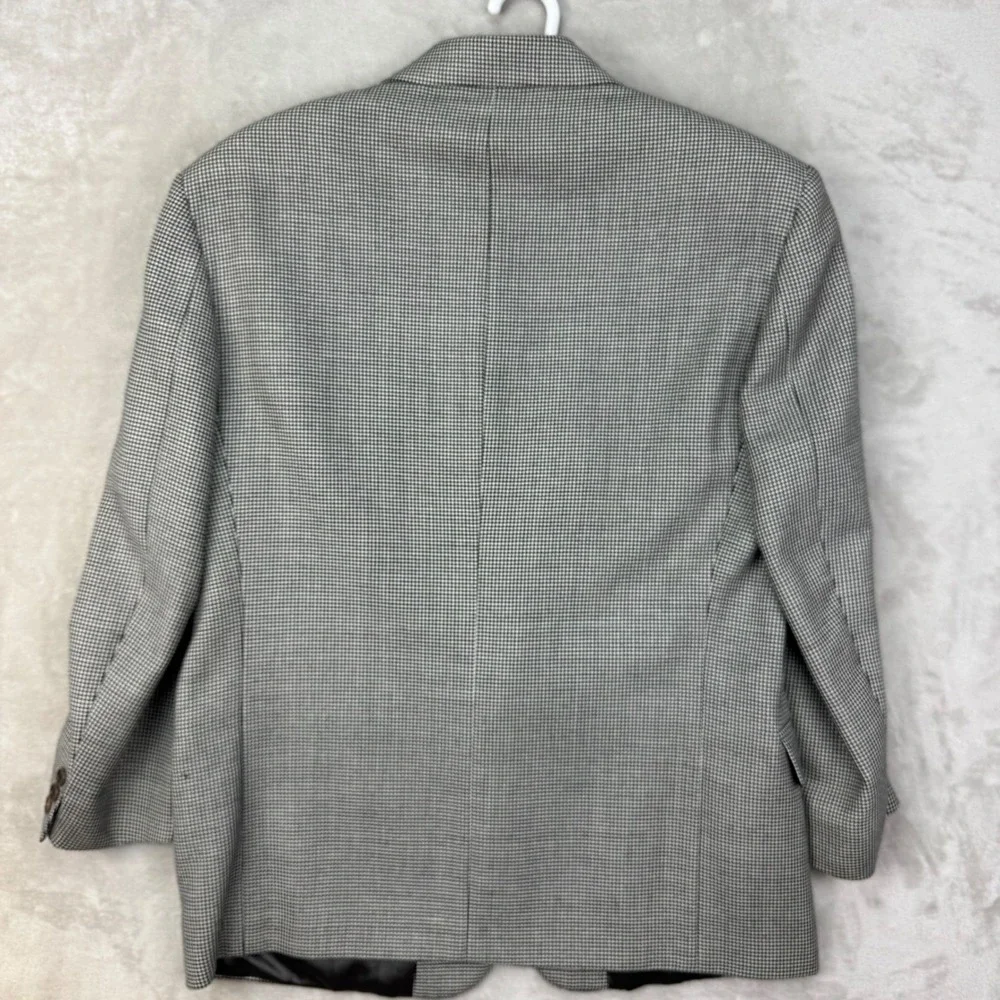 Manzoni Couture Blazer Mens 41 Gray Regular Houndstooth Wool Italy Vintage Coat